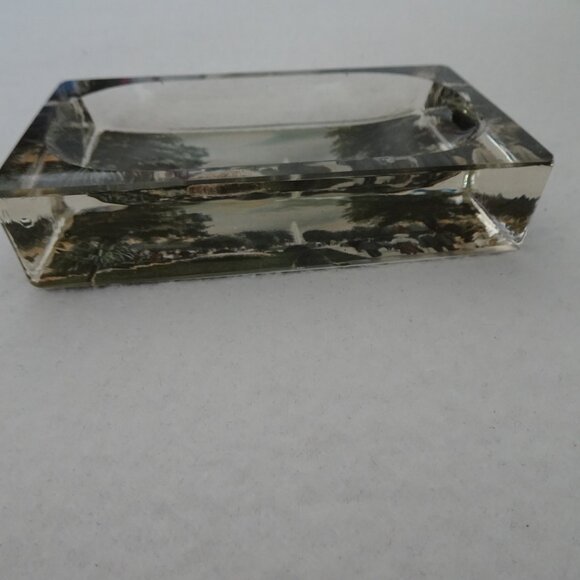 Vintage Paperweight Ashtray Trinket Dish Glass Picture of National Mall DC - Picture 10 of 10